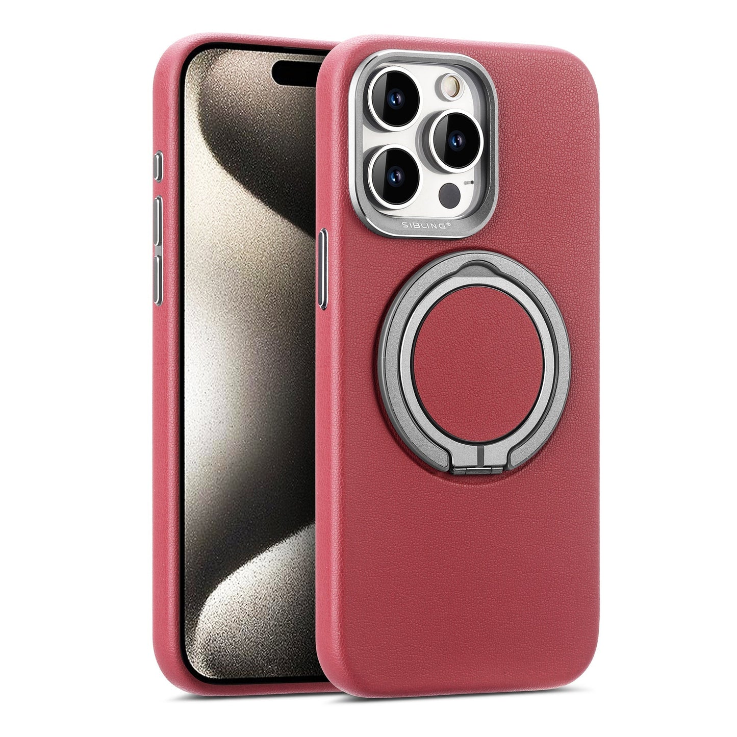 Premium iPhone Cover | Magnetic Bracket Slim Leather | Finger Ring Holder Kickstand | 8 ft Drop Protection