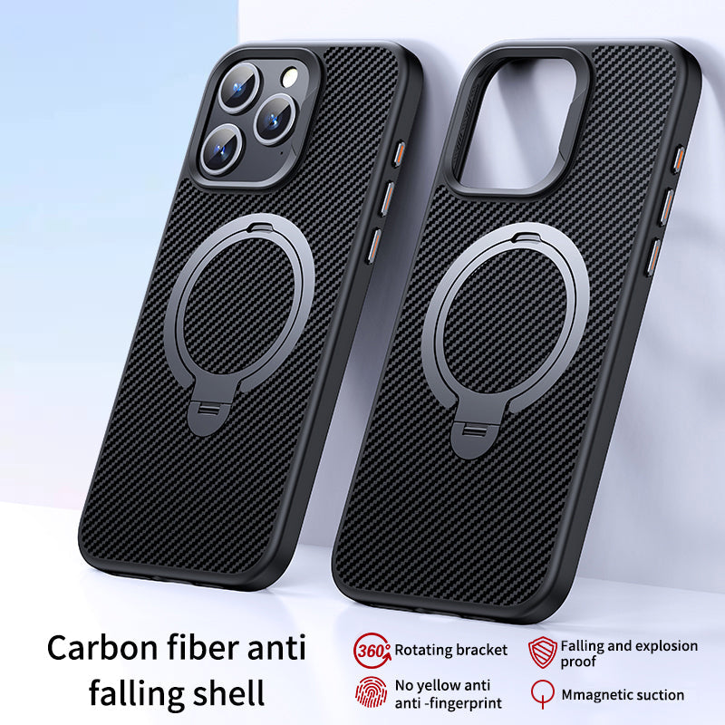 Premium Carbon Fiber Case luxurious Matte Rotating Carbon Fiber Pattern Magnetic iPhone Case | 15 ft Drop Protection
