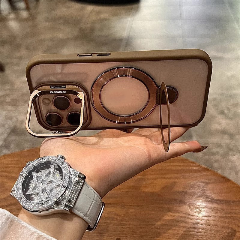 Premium Transparent iPhone Case with 360° Ring Stand and Camera Protection | 14 ft Drop Protection