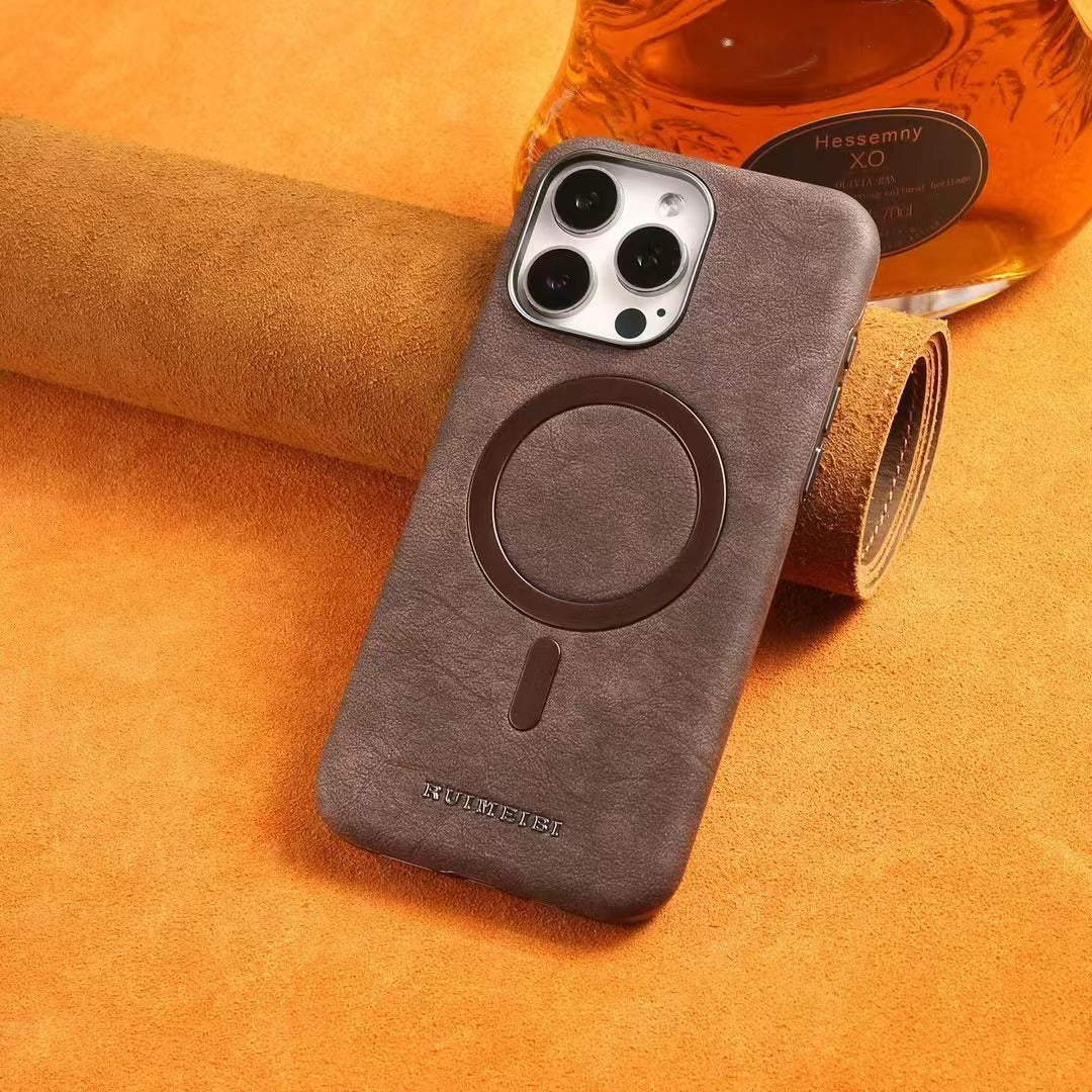 Classic Premium Leather Magnetic iPhone Case | Shockproof | 15 ft Drop Protection