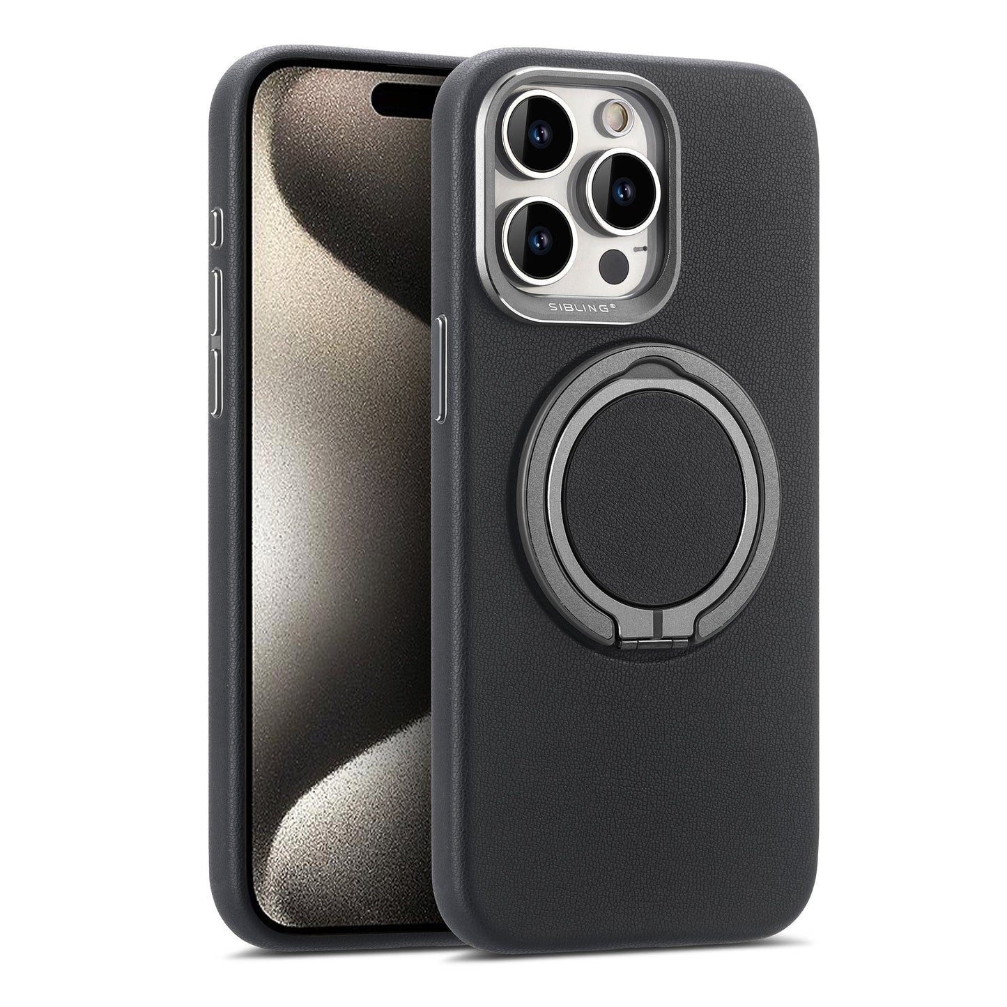 Premium iPhone Cover | Magnetic Bracket Slim Leather | Finger Ring Holder Kickstand | 8 ft Drop Protection