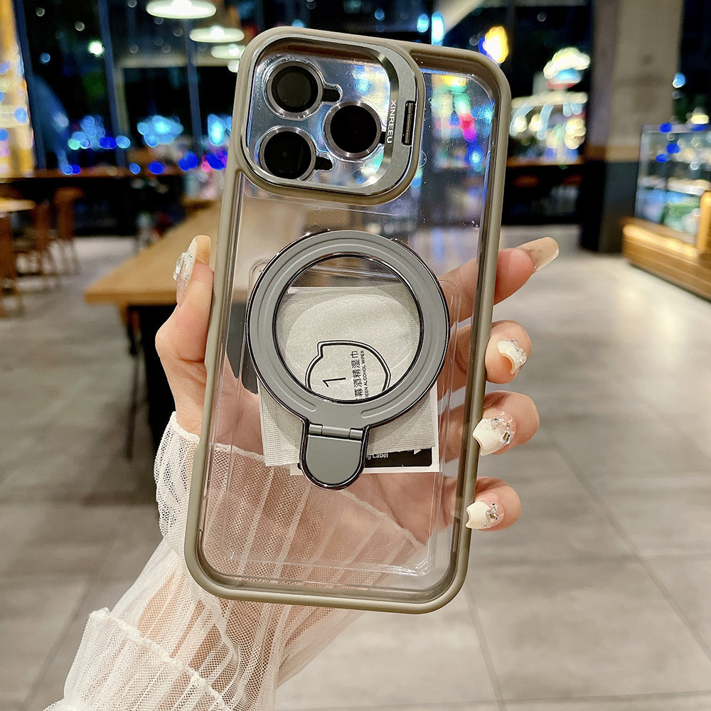 Premium Transparent iPhone Case with 360° Ring Stand and Camera Protection | 14 ft Drop Protection