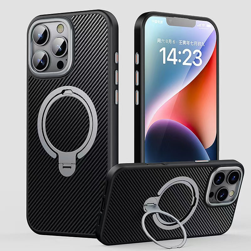 Premium Carbon Fiber Case luxurious Matte Rotating Carbon Fiber Pattern Magnetic iPhone Case | 15 ft Drop Protection