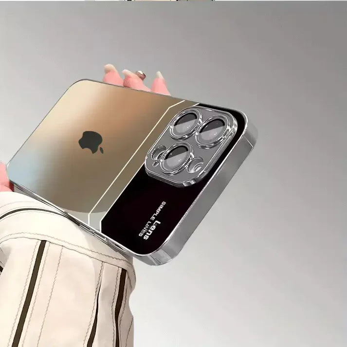 Luxury Gradient Glass Case with Metal Frame ✨ | 12 ft Drop Protection