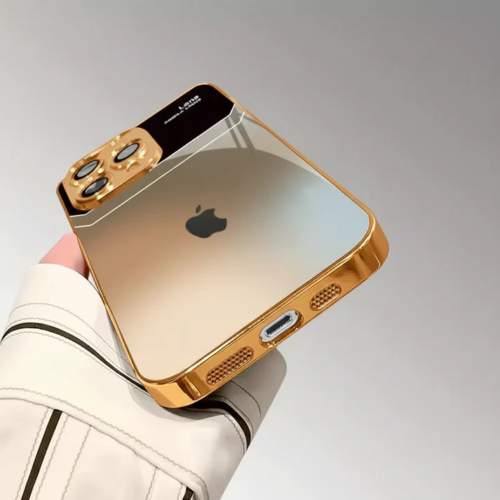 Luxury Gradient Glass Case with Metal Frame ✨ | 12 ft Drop Protection