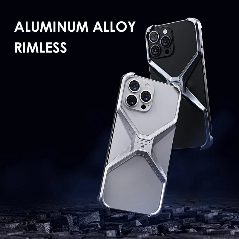 Luxury Aluminum Alloy Rimless Case for iPhone | Armor Shockproof | 15 ft Drop Protection