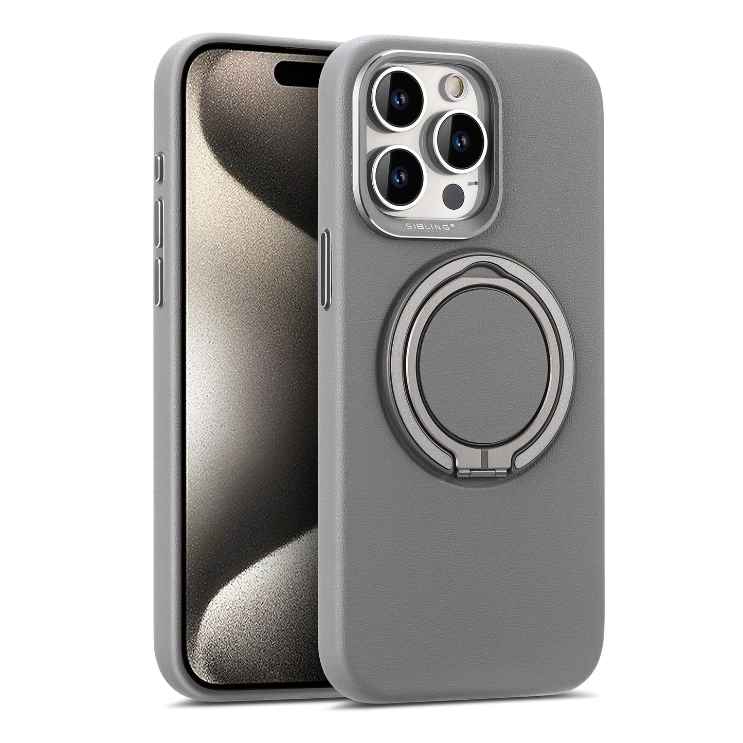 Premium iPhone Cover | Magnetic Bracket Slim Leather | Finger Ring Holder Kickstand | 8 ft Drop Protection