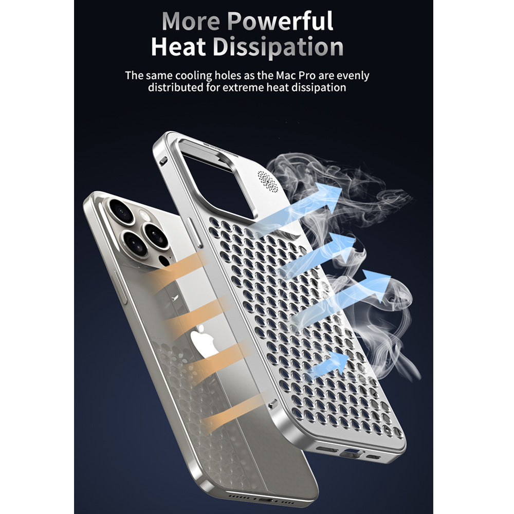 Premium iPhone Hard Metal Heat Dissipation Case | Cooling Feature | 8 ft Drop Protection