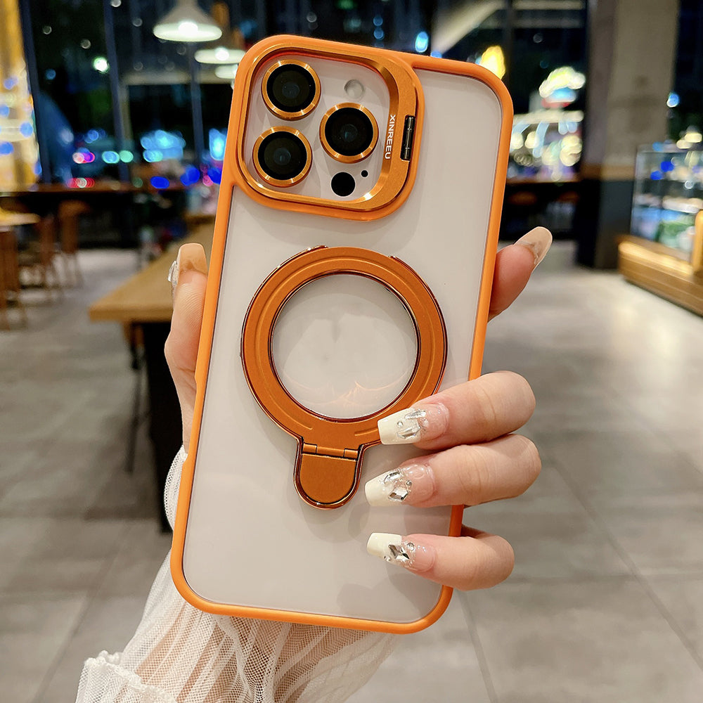 Premium Transparent iPhone Case with 360° Ring Stand and Camera Protection | 14 ft Drop Protection