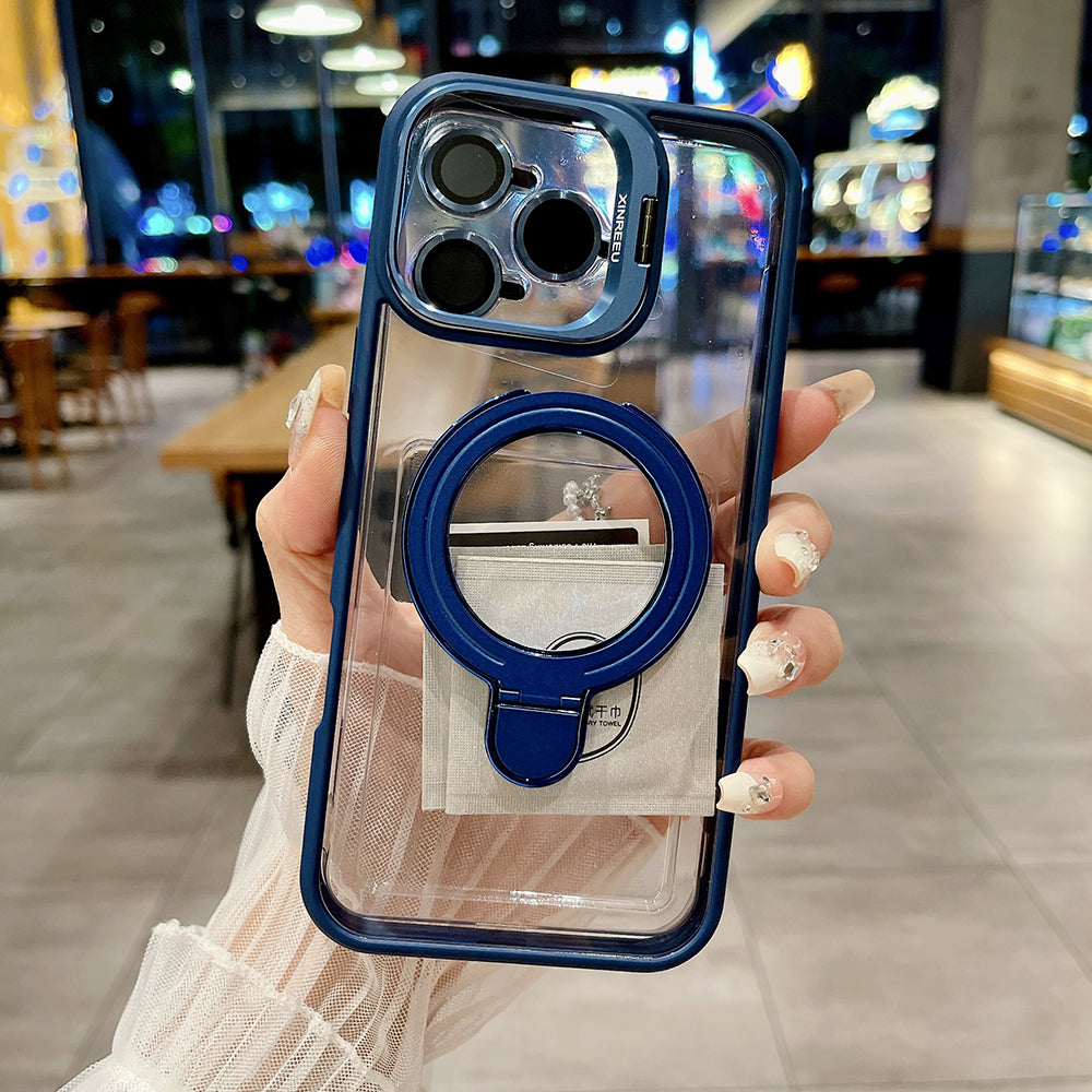 Premium Transparent iPhone Case with 360° Ring Stand and Camera Protection | 14 ft Drop Protection