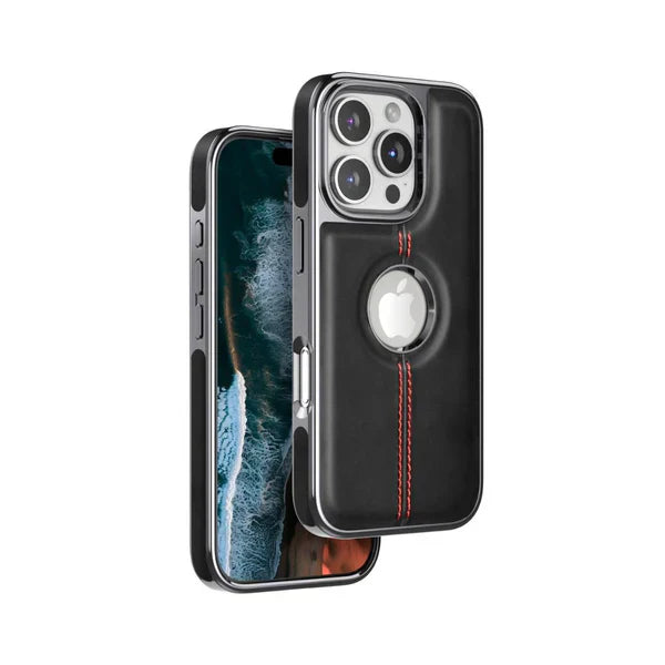 Premium iPhone PU Leather Chrome Case Cover | 8 ft Drop protection