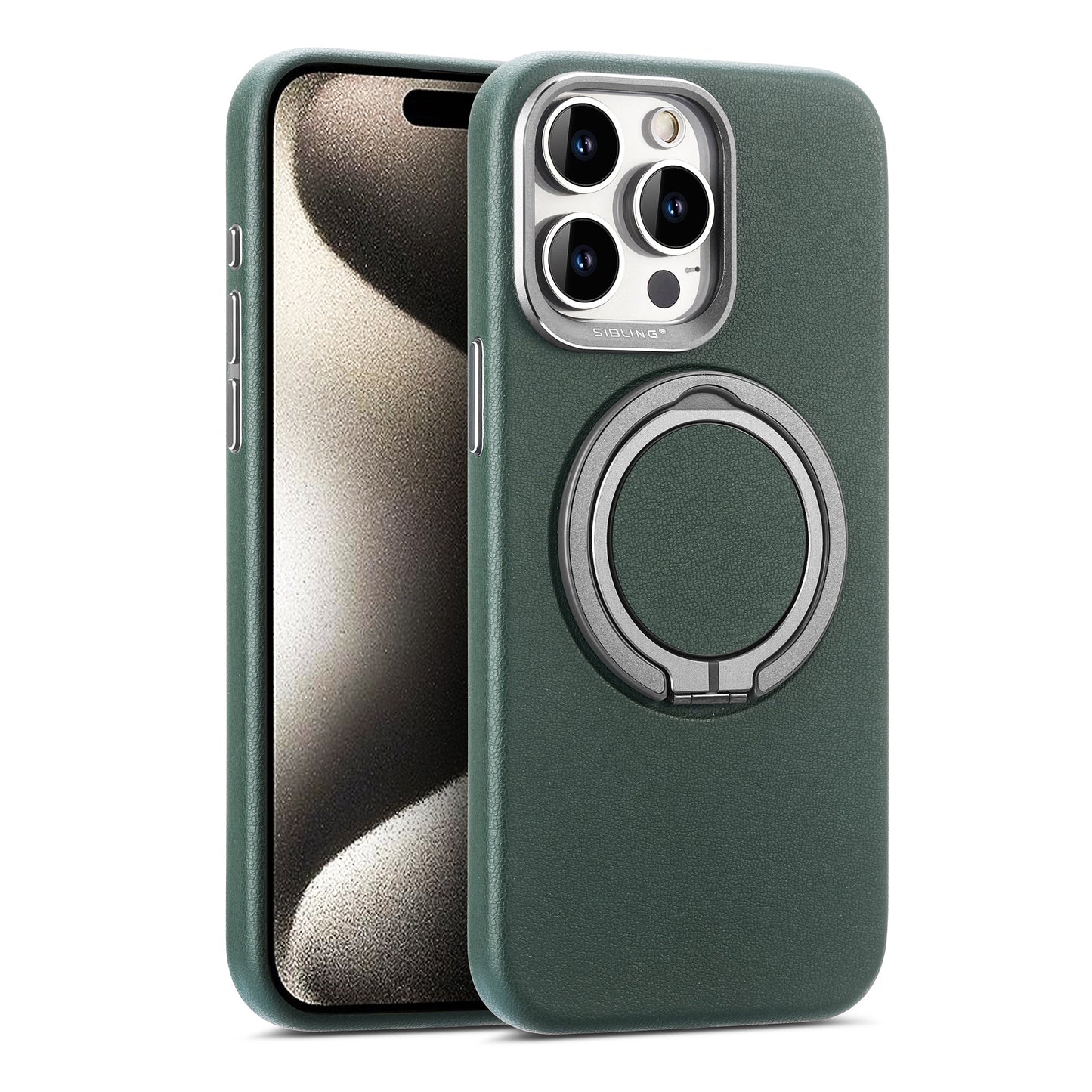 Premium iPhone Cover | Magnetic Bracket Slim Leather | Finger Ring Holder Kickstand | 8 ft Drop Protection