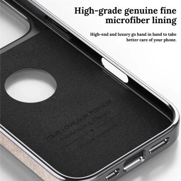 Premium iPhone PU Leather Chrome Case Cover | 8 ft Drop protection
