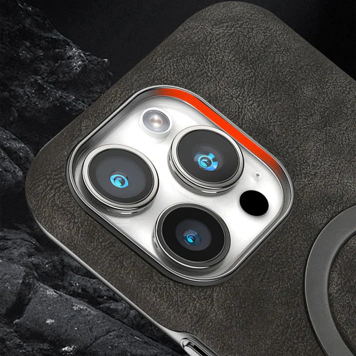 Classic Premium Leather Magnetic iPhone Case | Shockproof | 15 ft Drop Protection