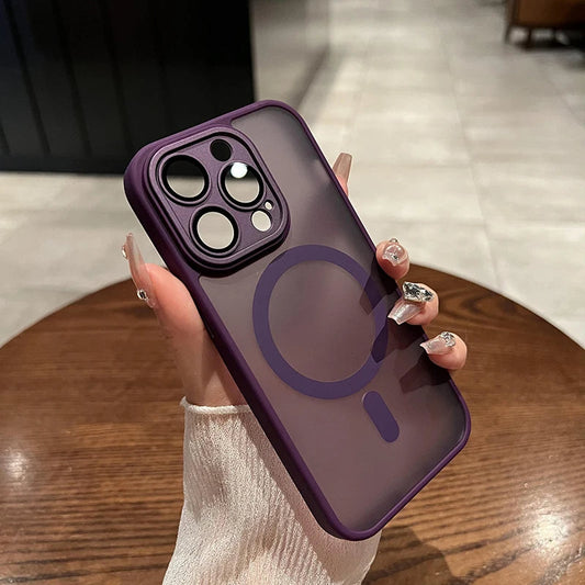 Premium iPhone Transparent Matte Magnetic Wireless Charger Shockproof Case