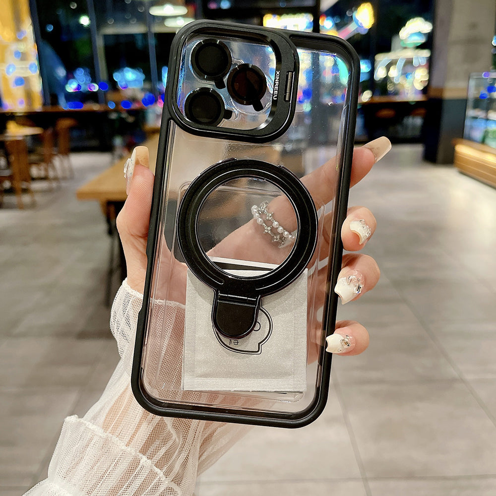 Premium Transparent iPhone Case with 360° Ring Stand and Camera Protection | 14 ft Drop Protection