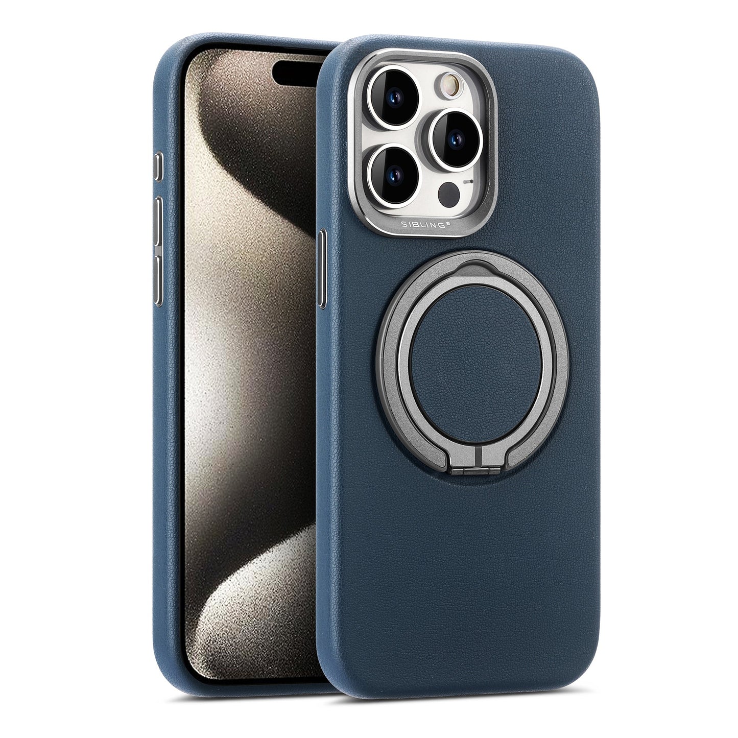 Premium iPhone Cover | Magnetic Bracket Slim Leather | Finger Ring Holder Kickstand | 8 ft Drop Protection