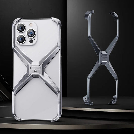 Luxury Aluminum Alloy Rimless Case for iPhone | Armor Shockproof | 15 ft Drop Protection
