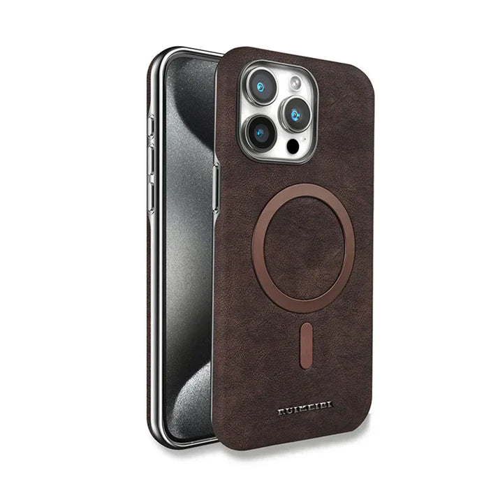 Classic Premium Leather Magnetic iPhone Case | Shockproof | 15 ft Drop Protection