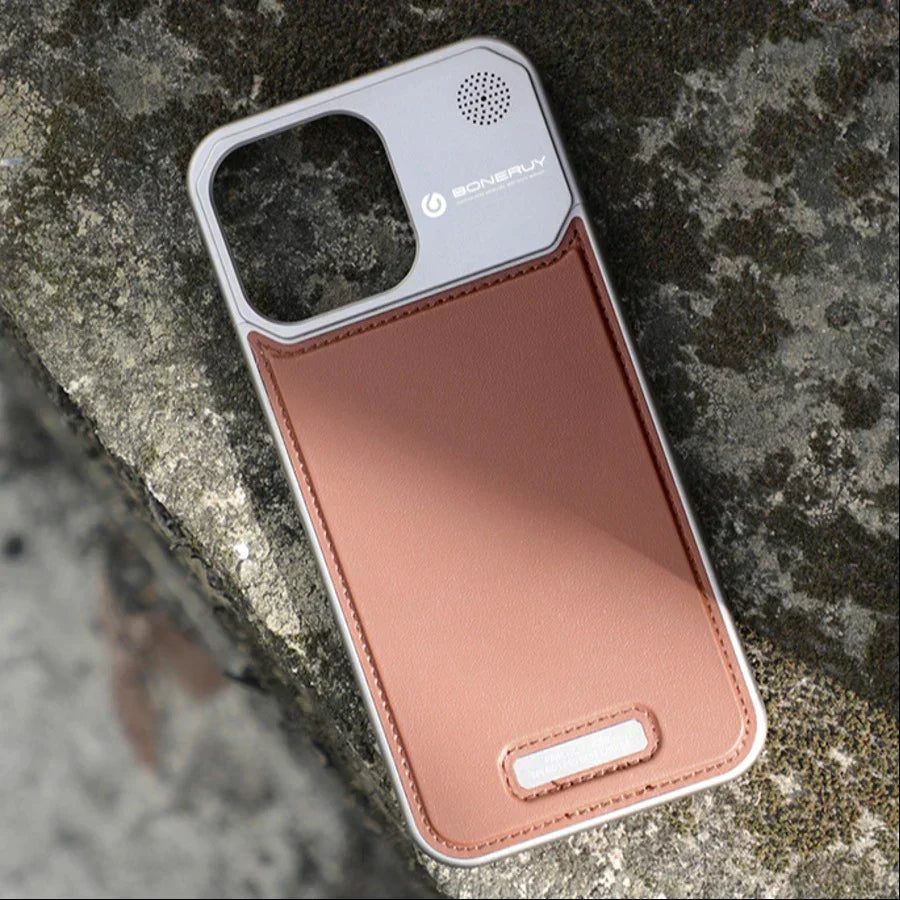 Genuine Vegan Leather Phone Case With Metal Frame | 15 ft Drop Protection